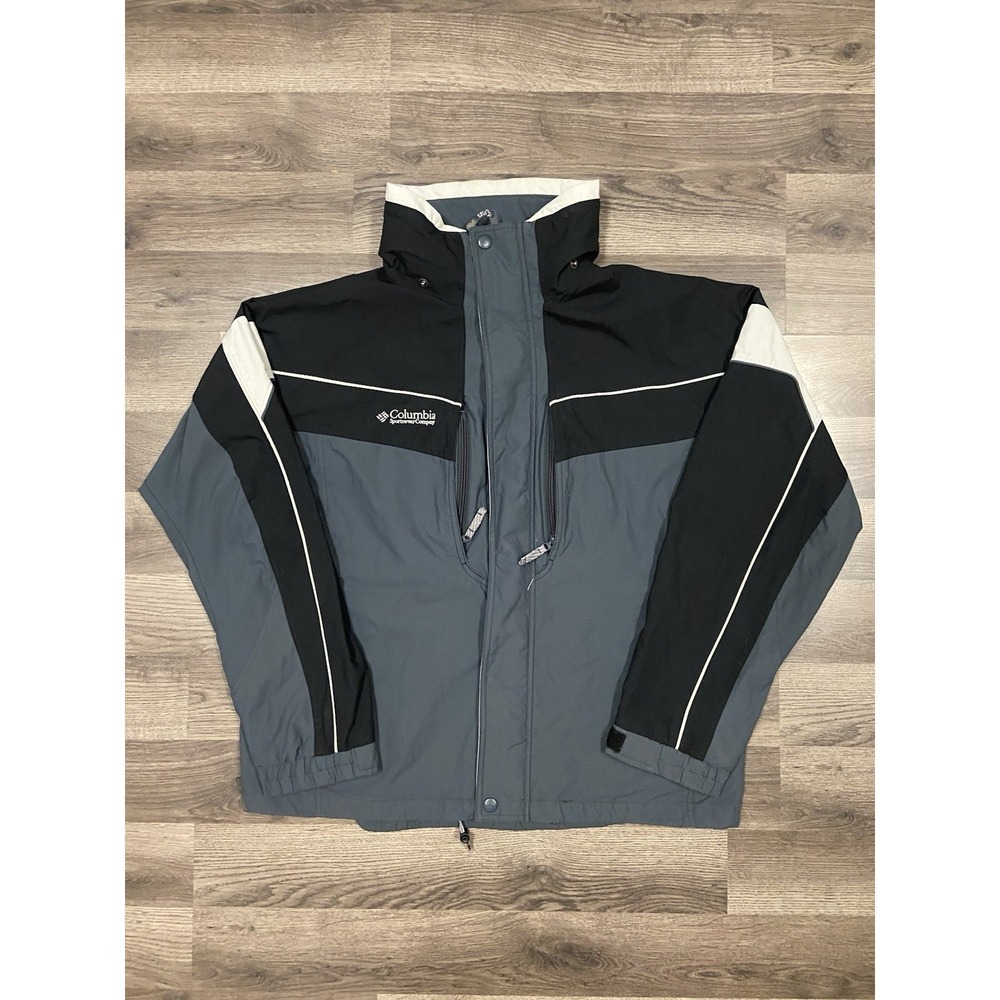 Columbia Windbreaker Jacket Size‎ XL Black Gray Core Interchange Sportswear Coat